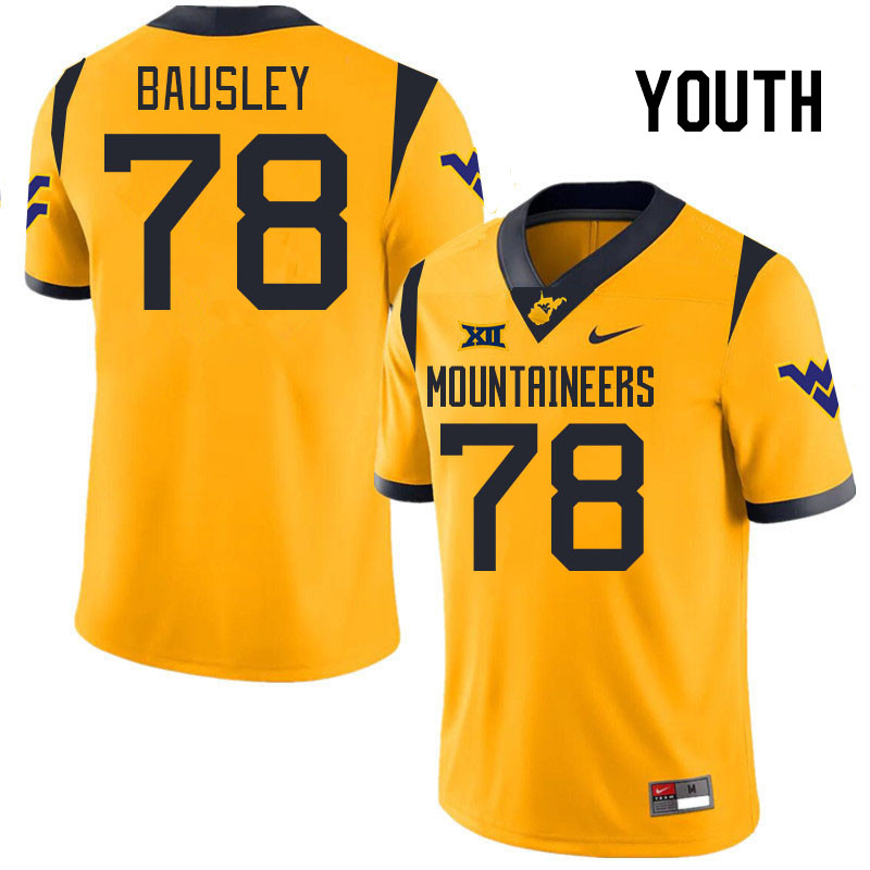 Youth #78 Xavier Bausley West Virginia Mountaineers College 2024 New Uniforms Football Jerseys Stitc